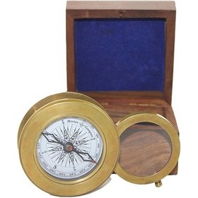 Resim Ahşap Kutulu Pirinç Mercekli Pusula 