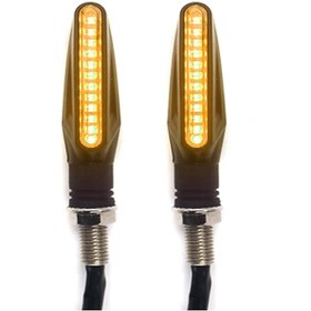 Resim Vkemall 2 Adet Evrensel Motosiklet Led Sinyal Lambası, Akıcı Su Efektli Ön-arka Flaşör, 12v Su Geçirmez 