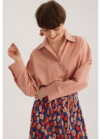 Resim Stella Pulvis Pembe Bağlama Detaylı Crop Gömlek Pembe 