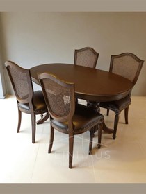Resim Elegansia Masa Yemek Takımı, 4 Sandalyeli Masa Takımı, Değiştirilebilir Renk Ve Kumaş Ceviz 