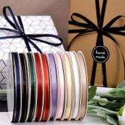 Resim Çiçek, Noel, Yılbaşı, Düğün, Kek Süsleme, DIY El Sanatları için 6mm Genişlik, 22m Uzunluk, Altın Kenarlı Saten Kurdele, Kumaş Hediye Sarma 