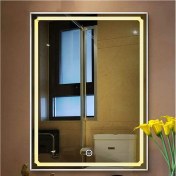 Resim Global Led Mirror 65X90 cm Kumlamalı Dokunmatik Tuşlu Ledli Ayna Duvar Salon Banyo Wc Ofis Yatak Odası Boy Ledli Ayna 