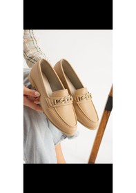 Resim Sarı Tokalı Loafer Ayakkabı Bej 