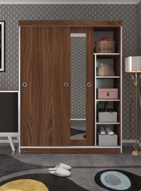 Resim Kenzlife Gardırop Sürgülü Kapaklı Kapılı 140 Papatya Cvz Aynalı Gardolap Dolap 
