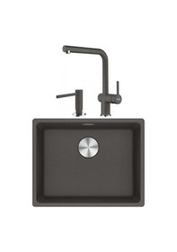 Resim Franke Maris Mrg 210/110-52 Slate Gri Granit Evye Active Plus Doccia 2.0 Batarya Comfort Sıvı Sabunluk Set Gri 