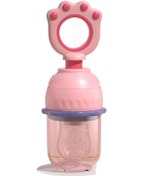 Resim Üç Emzikli İtmeli Bebek Silikon Meyve ve Sebze Emziği Pembe 