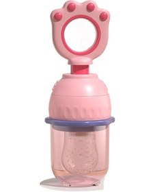 Resim Üç Emzikli İtmeli Bebek Silikon Meyve ve Sebze Emziği Pembe 
