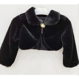 Resim Mnk Baby & Kids Pelüş Uzun Kol Kız Çocuk Bolerosu M00681 Siyah 