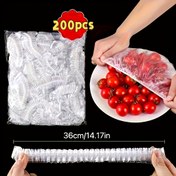 Resim 200 Adet Yeniden Kullanılabilir Esnek Gıda Kapağı - Şeffaf Plastik Kase ve Tabak Kapakları, Mutfak ve Yemek İçin Uygun 