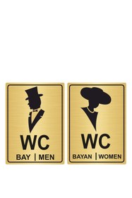 Resim Kurt Reklam Dünyası WC YÖNLENDİRME LEVHASI BAY 12cmX20cm ALTIN RENK METAL 