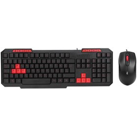 Resim Everest Siyah Usb Kırmızı Tuşlu Türkçe Multimedia Kablolu Klavye + Mouse Set 