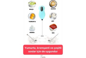 Resim Svein Kahve Süt Köpürtücü Cappuccino Yumurta Sos Krema Çırpıcı Çelik Uçlu Pratik Pilli Mini Karıştırıcı 