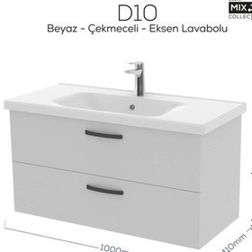 Resim Creavit D20 100 Cm İki Çekmeceli Lavabo Dolabı Beyaz Melamin Kapak Demonte Beyaz 