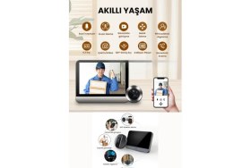 Resim Hareket Algılayıcı Güvenlik Kamerası Kablosuz Dijital Kapı Dürbünü ve Zil 