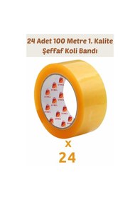 Resim 24 Adet 100 Metre Hotmelt Koli Bandı 1. Kalite Şeffaf Renkli, Güçlü Yapışkan, Kağıda Yapışır 24 Adet 