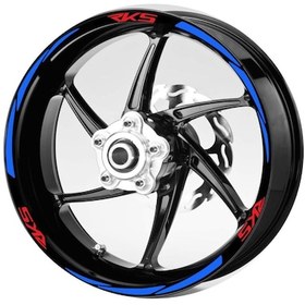 Resim Kırmızı-Rks-Yazılı-3-Parçalı-Reflektif -Mavi-Jant-Şeridi 