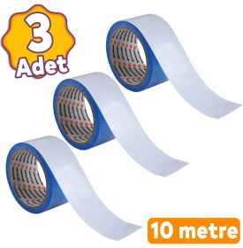 Resim Badem10 (3 Adet) Kaydırmaz Kaymaz Çift Taraflı Yapıştırma Sabitleme Kilim Halı Bandı 50 mm x 10 mt Bant 