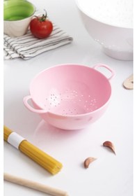 Resim Akrilik Soft Pembe Mini Pirinç Süzgeçi & Bakliyat Süzgeçi 3 Su Bardağı Ölçülü Pembe 