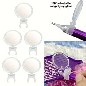 Resim Elmas Nakış için Lazer Kazıma Özellikli, Kalem Stili Plastik Beyaz Büyüteç Seti, El Sanatları ve Boncuk İşleri İçin - 5/1 Adet 
