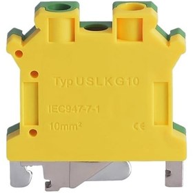 Resim İki Renkli Voltaj Sarı-yeşil Zemin Terminal Terminal Terminal Uslkg35 Rail Tipi Uslkg İki Renkli Zemin Terminali 10 Adet 