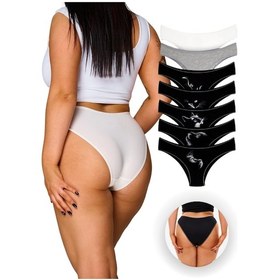 Resim Alya Underwear Kedi Baskılı Su Yolu Lastikli Kadın Bikini Külot-7'li Paket Y13 
