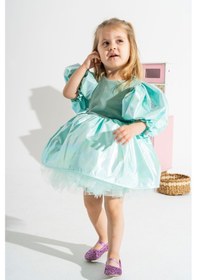 Resim Linola Baby Kids Mermaid Parlak Kız Çocuk Parti Elbisesi Yeşil 