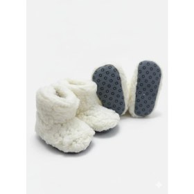 Resim Beyaz Çocuk Panduf - Kaydırmaz Taban, Welsoft Polar, Terletmeyen Ev Patiği (Unisex) 