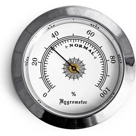 Resim OEM Analog Higrometre Nem Ölçer Humidor Puro Kutusu Için Metal Çerçeve Beyaz 50MM 