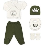 Resim Sema Baby Prens Lüks 5 Parça Hastane Çıkışı Zıbın Seti - Yeşil 