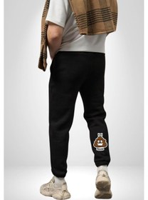 Resim İyi Yedin Espirili Tişört Yazılı 3 İplik Erkek Baskılı Siyah Eşofman Altı Siyah 