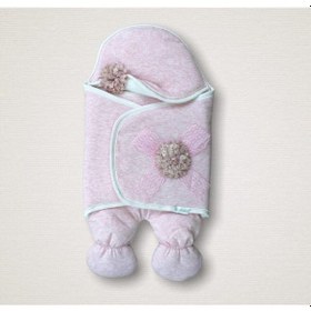 Resim Pembe Kız Bebek Kundağı - Ayaklı Dış Kundak & Bebek Battaniyesi - %100 Pamuklu Pembe 