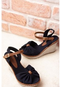 Resim Fox Shoes Lacivert Kadın Dolgu Topuklu Ayakkabı F674040405 