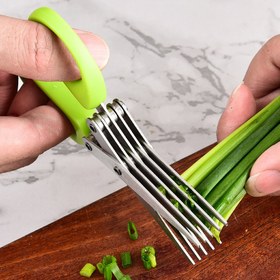 Resim 5-Bıçaklı Paslanmaz Çelik Mutfak Makası Temizleme Fırçası ile - Ergonomik Yeşil Sap, Keskin Metal Kesme Aracı için Chives, Baharatlar ve Sebzeler, Dayanıklı Manuel Mutfak Aleti için BBQ ve İç Mekan Kullanımı, Sebzeleri Kesme, Şık Tasarım, Gıda Güvenliği Malzemesi 