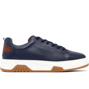 Resim Derimod Erkek Lacivert Bağcıklı Kalın Tabanlı Deri Sneaker,Kışlık Spor Ayakkabı 25WFD6885FT 
