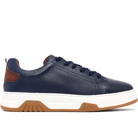 Resim Derimod Erkek Lacivert Bağcıklı Kalın Tabanlı Deri Sneaker,Kışlık Spor Ayakkabı 25WFD6885FT 