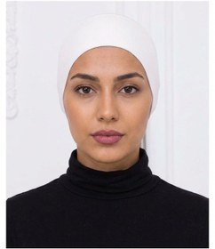 Resim Alivascarf Geçmeli Bone Önü Dikişsiz Kaymaz Lastikli Kadın Tesettür Pratik Geçme İç Bone Ekru 