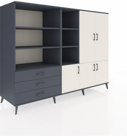 Resim Kronos Dolap 11 Raflı 3 Çekmeceli 5 Kapaklı 220x59x163 Antrasit-aytaşı/antrasit Aytası/antrasıt - Antrasıt 