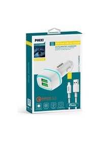 Resim Phixi Force QCC571L Çift Çıkışlı Fast Lightning USB Kablolu Araç 