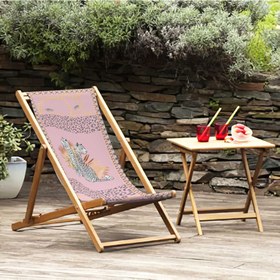 Resim Pembe Leopar Tasarımlı Katlanabilir Şezlong - Şezlong SZ124 - Şezlong ve Kumaş 