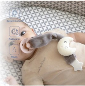Resim Babyjem Emzik Askısı Ay Desen Gri 