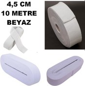 Resim Çamaşır Don Etek Bel Paça Bebe Lastiği Yassı Yumuşak Bel Lastik 10 Metre Beyaz-4.5 Cm 