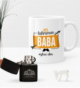 Resim Bk Gift Kişiye Özel En Kahraman Baba Benzinli Çakmak Ve Kupa Seti-1 