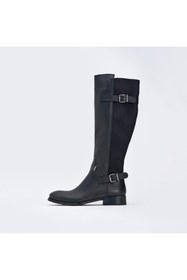 Resim Togo Siyah Hakiki Deri Kadın Binici Çizmesi [060021] 