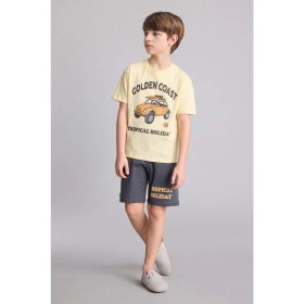 Resim DeFacto Regular Fit Baskılı 2'li Şort Tişört Pijama Takımı Erkek Çocuk H4105A826HS 