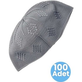 Resim Uniquetrenders 100'lü Dokuma Örgü Desenli Takke Kaliteli Namaz Takkesi Füme 