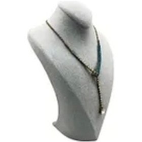 Resim Yerli Üretim Süet Kumaş Gri Renk 24/15 Cm Kolye Gerdanlık Zincir Takı Sergileme Üçgen Mankeni Çok Renkli 
