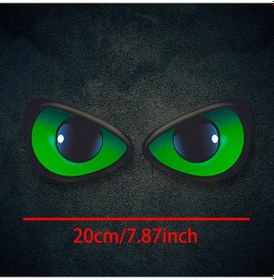 Resim Sunshine022 Yeşil Şeytan Gözü Yansıtmalı Çıkartma - Motosiklet Kaskı Ve Bisikletler İçin 