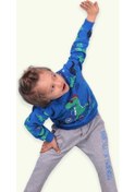 Resim Breeze Erkek Bebek Eşofman Takımı Dinozor Baskılı Mavi (9 Ay-1.5 Yaş) 
