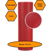 Resim NetBazaars Kırmızı Petek Mat Pvc Kaydırmaz Petek Paspas, 0,9x9 Metre 