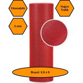 Resim NetBazaars Kırmızı Petek Mat Pvc Kaydırmaz Petek Paspas, 0,9x9 Metre 